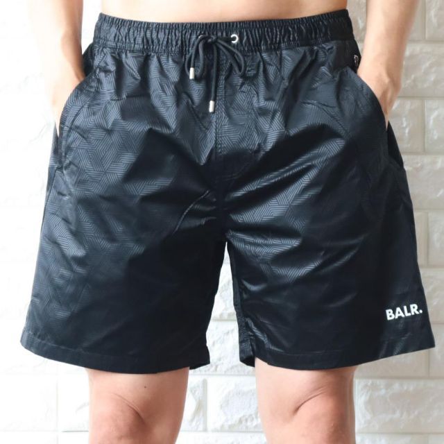 ボーラー 海パン 水着 メンズ ブラック MONOGRAM SHORTS 水陸両用 短パン ハーフパンツ BALR. B1451.1034 【新作2025春夏モデル 】