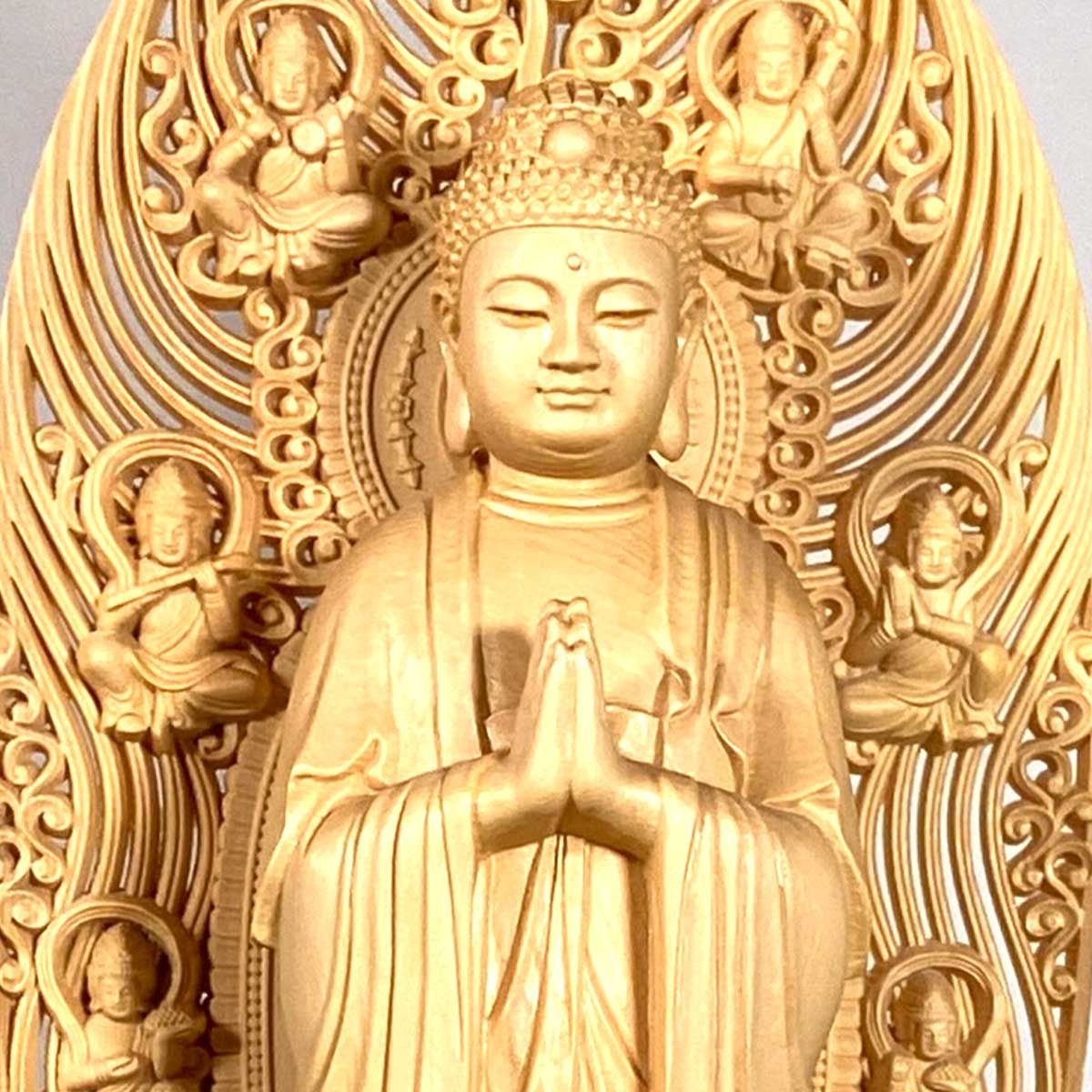 阿弥陀如来 43cm 阿弥陀仏 仏像 浄土宗 時宗 本尊 舟形 飛天