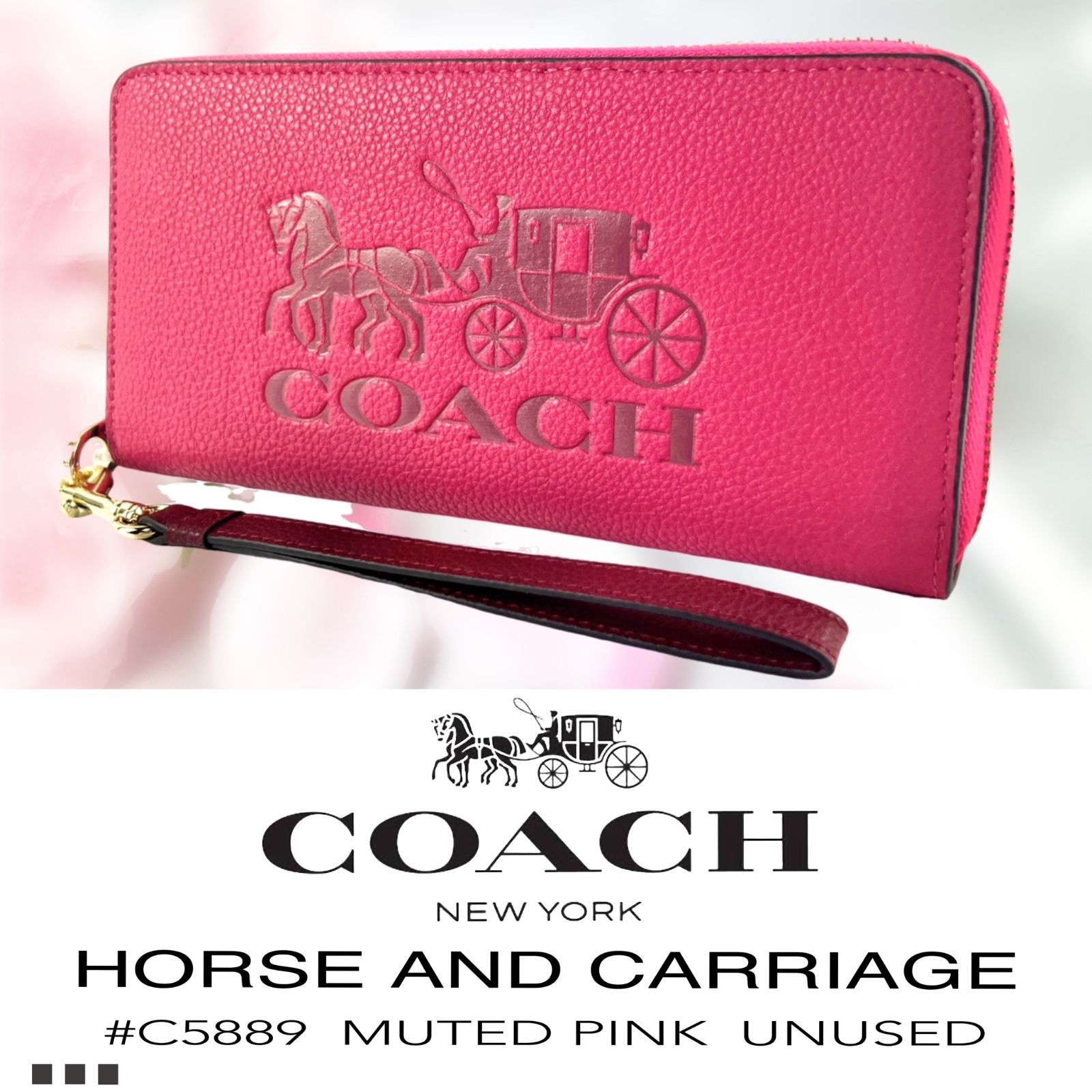 コーチ COACH 長財布 ホース アンド キャリッジ ロゴ ＃C5889 くすみ 