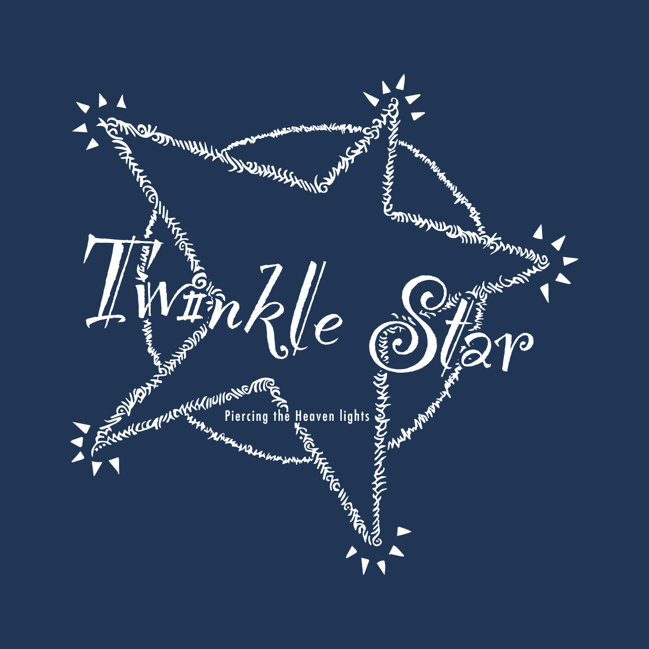 グラフィックロングTシャツ　Twinkle Star Mono / Black -Long-