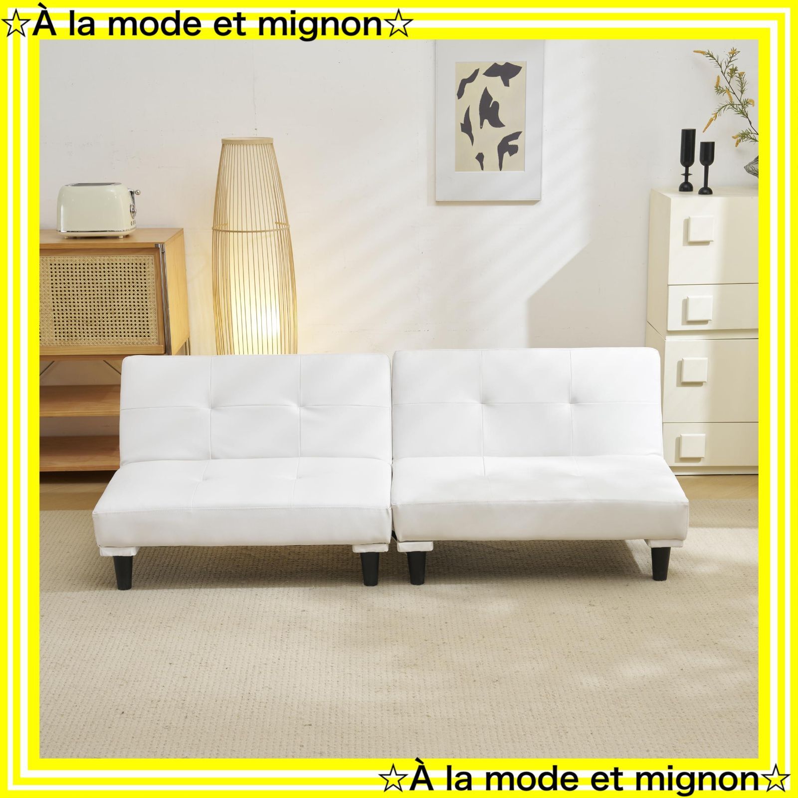 スピード発送 ホワイト ソファーベット ロータイプ ベッド PUレザー リクライニング こたつ 2人掛け 2人掛け レザー ローソファー ローソファ ソファベッド ソファ ソファーベッド ソファー オーエスジェイ OSJ