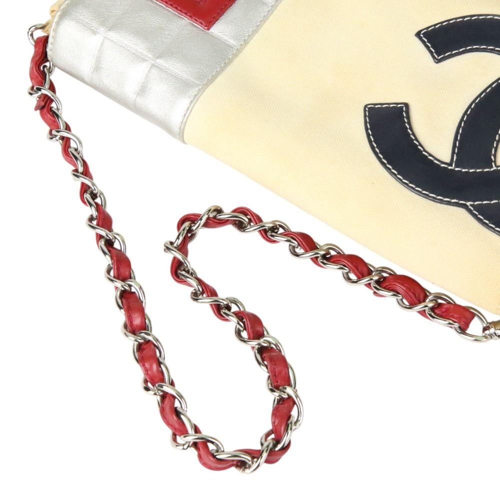 Chanel シャネル NO.5 アイコンチェーンショルダーバッグ キャンバス チョコバー ベージュ レディース 古着 中古 USED Chanel シャネル NO.5 アイコンチェーンショルダーバッグ キャンバス