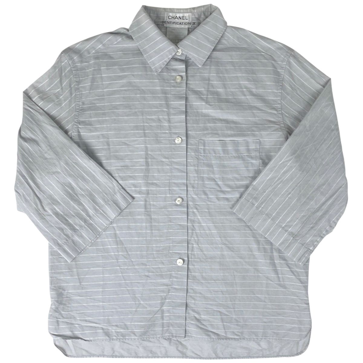 シャネル CHANEL ハーフスリーブ シャツ ブラウス ロゴ刺繍 ボーダー