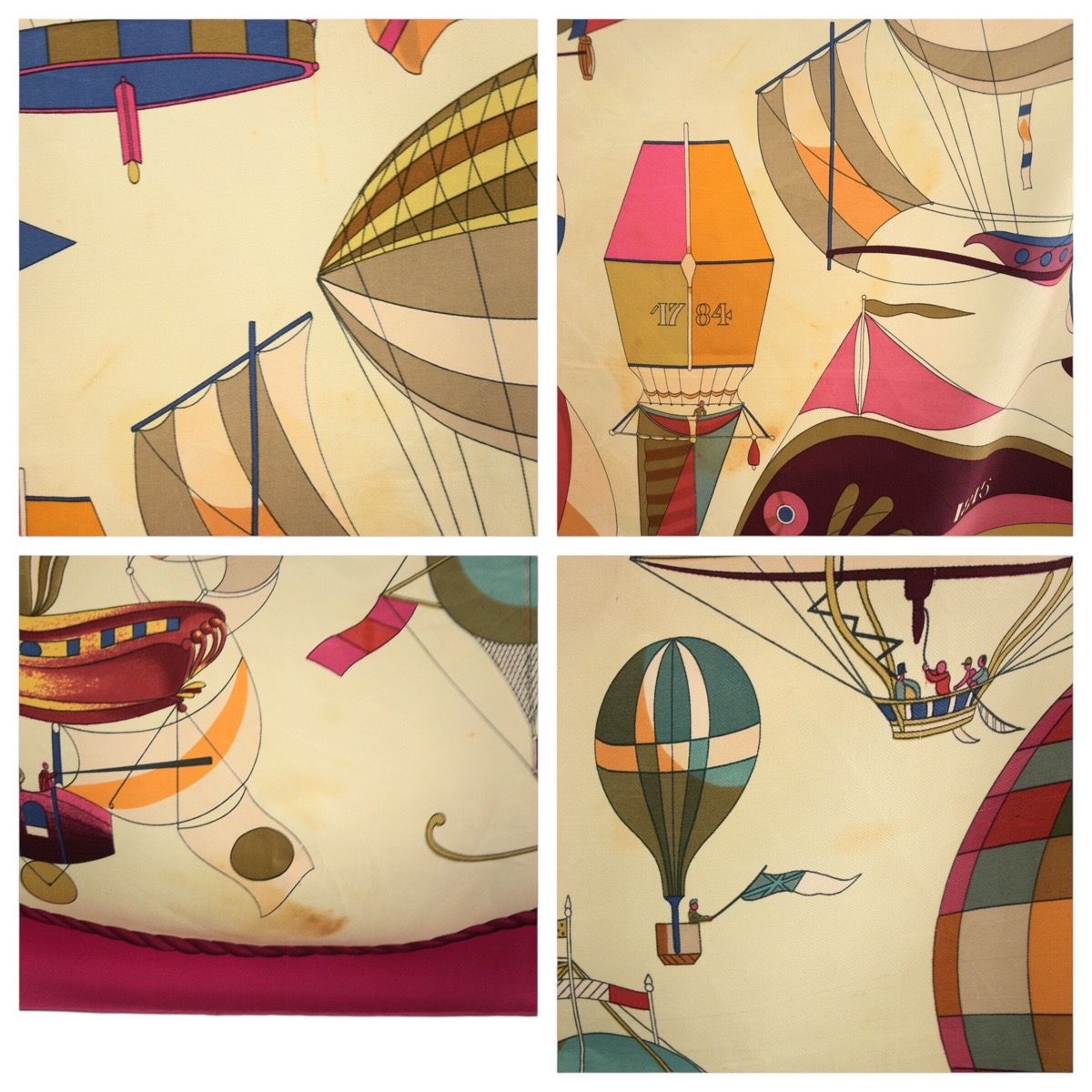 HERMES エルメス LES FOLIES DU CIEL カレ90 ピンク マルチ