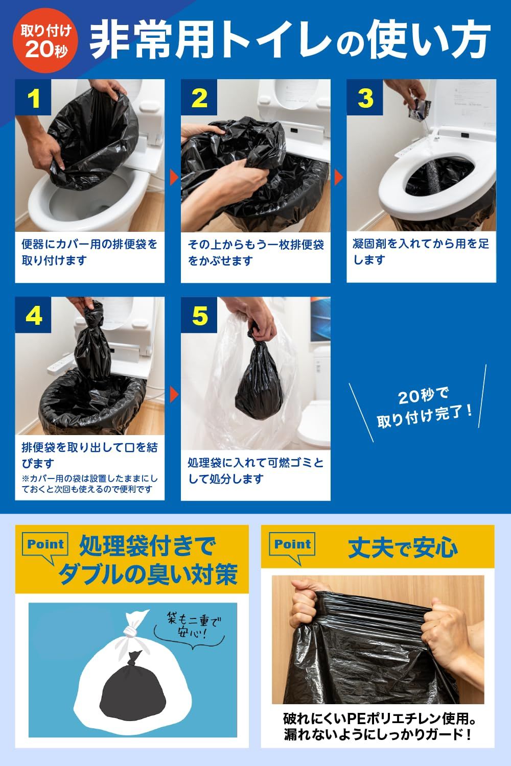 3人～5人世帯向けに防災士が監修 簡易トイレ