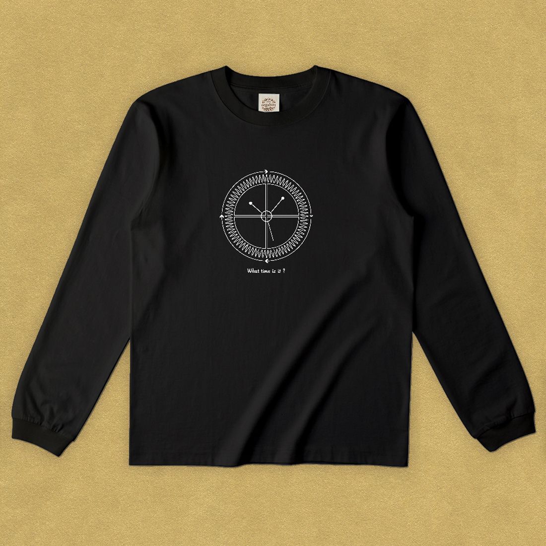 グラフィックロングTシャツ　What time is it White -Long-