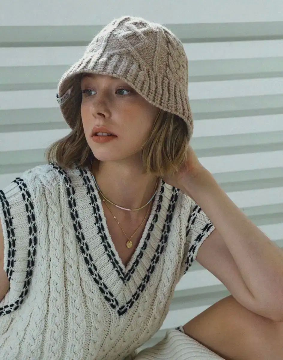 【雷市場（ポンジャン）商品韓国直送】 メルヘン Marchen Cable Knit hat ライトブラウン