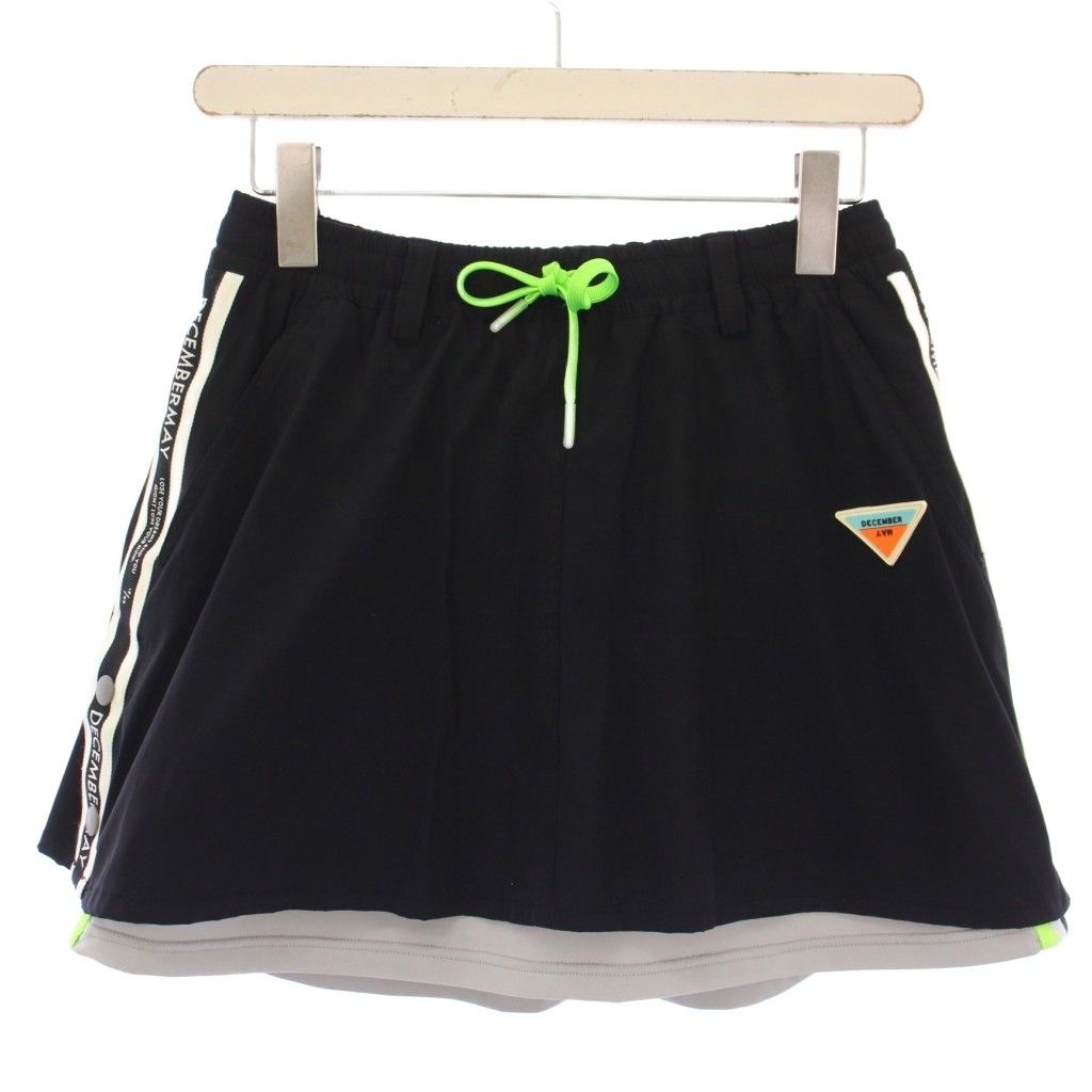 ディセンバーメイ DECEMBERMAY ゴルフウェア キュロット フ ミニ丈 イージー ウエストゴム ストレッチ ロゴ M 黒 ブラック 2-205-2531 BB