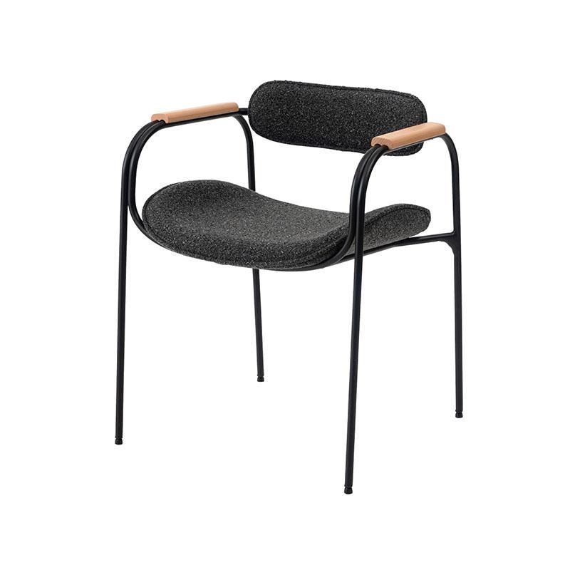 ダイニングチェア ローバック ゆったり ワイド ブークレ デスクチェア インダストリアル アームチェア おしゃれ シンプル モダン 北欧 ナチュラル スチール 黒