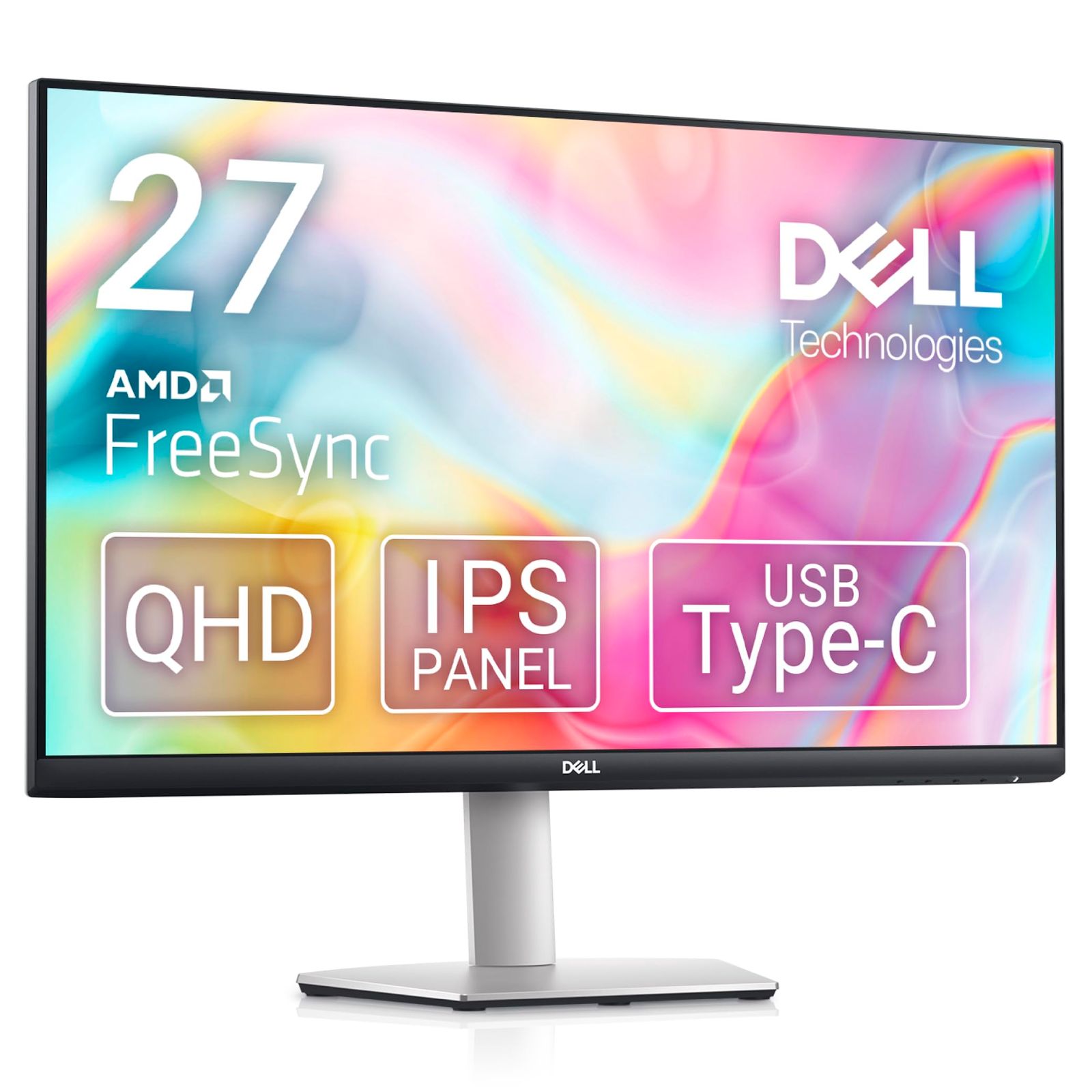 Dell S2722DC 27インチ モニター 3年間無輝点交換保証|QHD|IPS非光沢|USB Type-C HDMIx2|sRGB 99%|縦横回転 高さ調整|4ms|75Hz|AMD FreeSync|スピーカー付