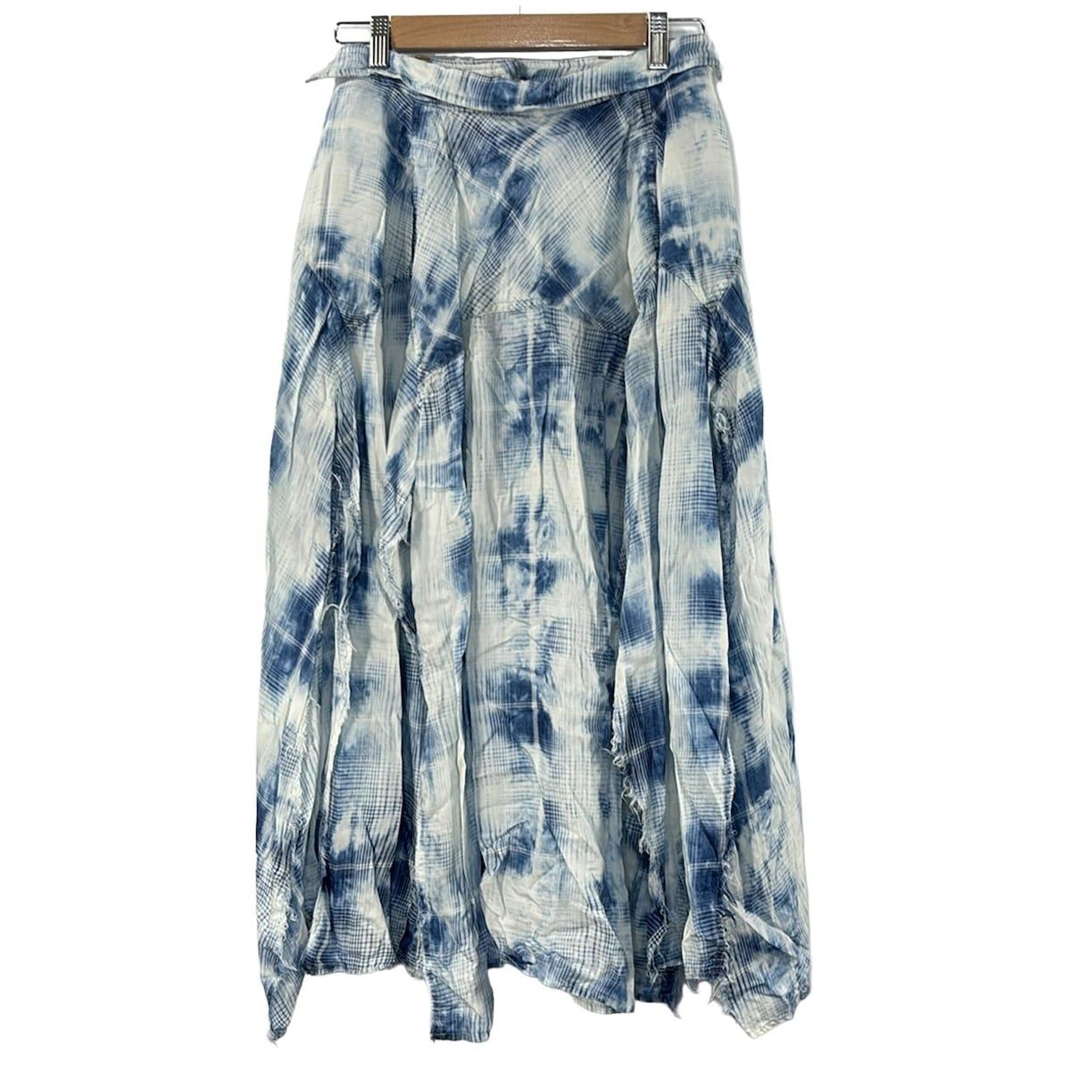 DIESEL ディーゼル 巻きスカート サイズ26 S レディース - 白×ライトブルー×ネイビー チェック柄 変形デザイン