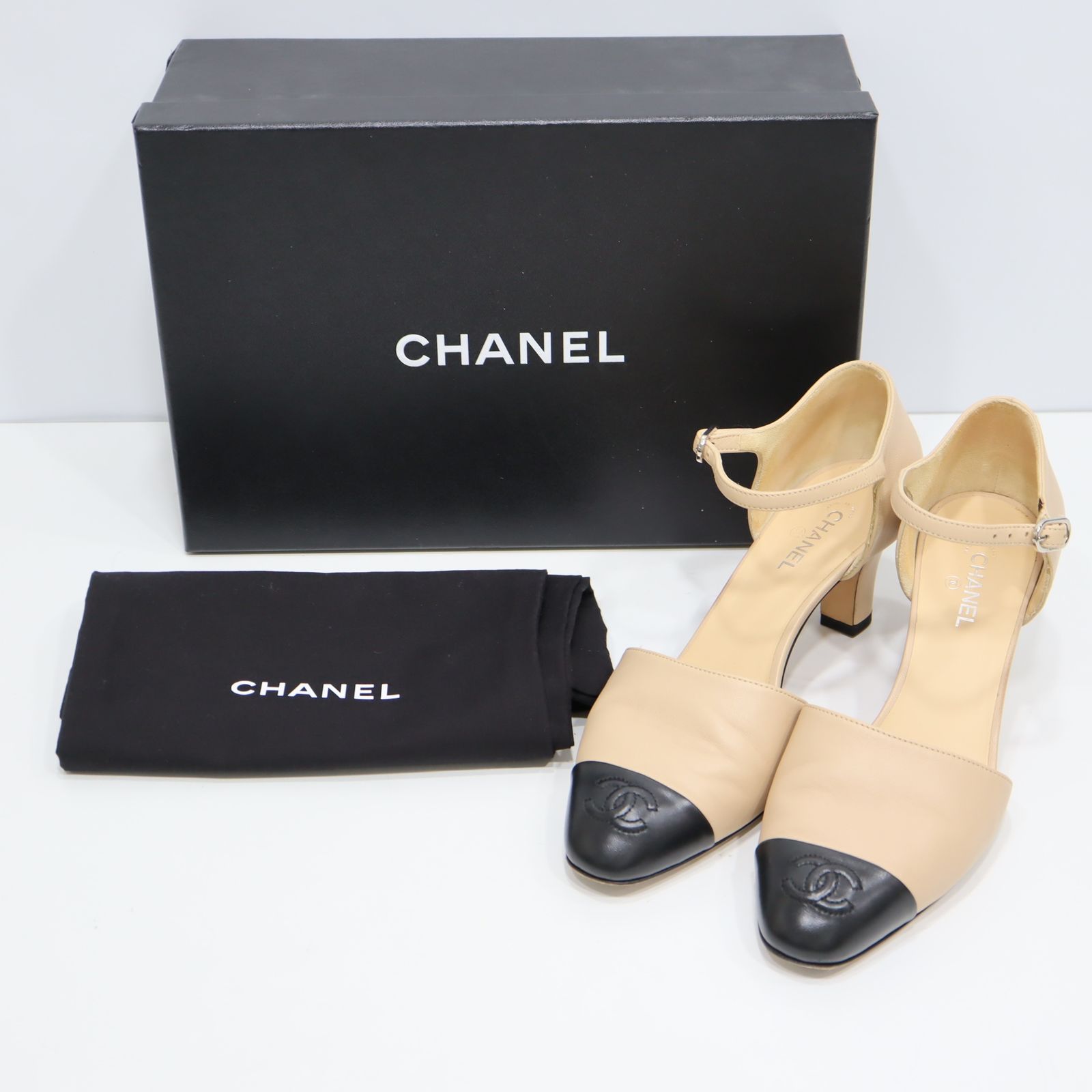 m4766 シャネル CHANEL ヒールパンプス シャネル CHANEL パンプス ヒール オープントゥ アンクル