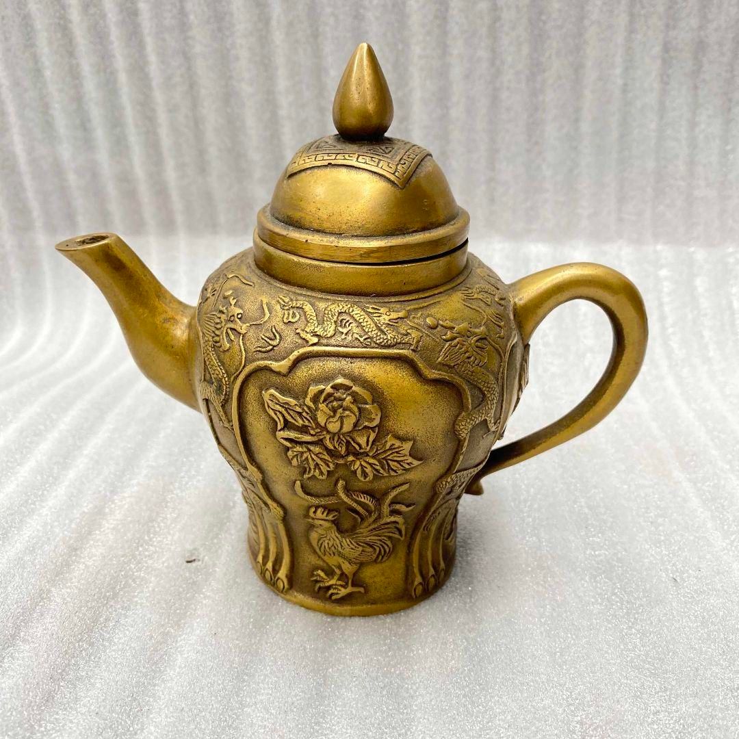 銅器 花鳥酒壺 茶壺 茶道具 装飾品 工芸品 置物 - メルカリ