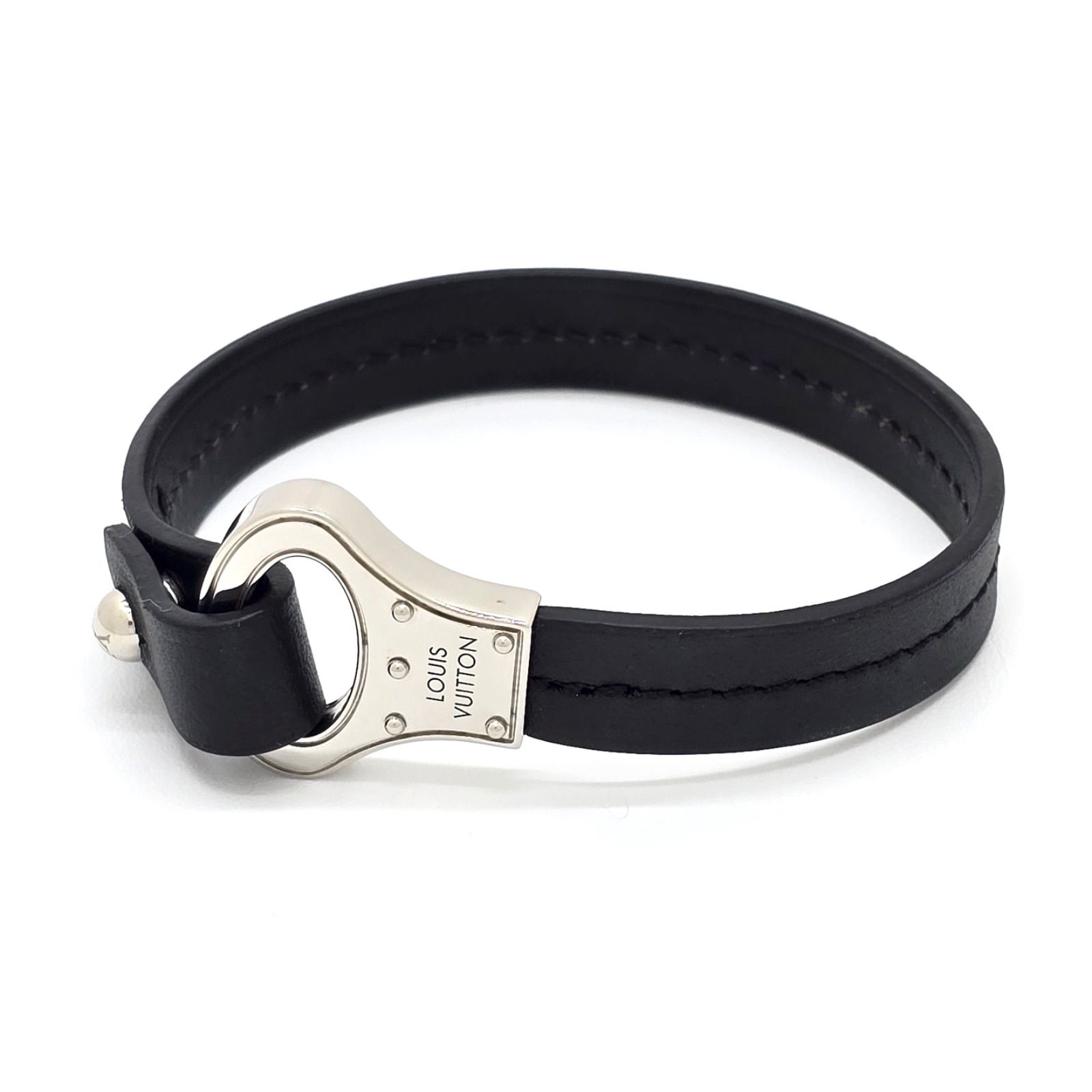 LOUIS VUITTON ルイヴィトン M6290 ブラスレ アーカイブ ブレスレット 19 腕周り約18.5㎝ レザー ブラック シルバー メタル スペイン製 BC3199