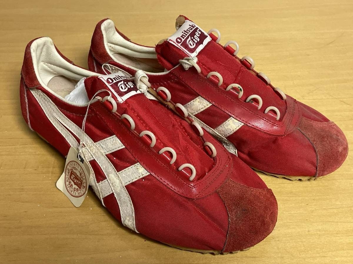 30 未使用品 60s 70s Onitsuka Tiger オニツカタイガー マラソンシューズ マラップ ナイロン DX レッド スニーカー 23cm デッドストック