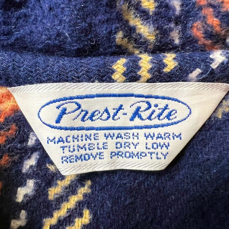 70s Prest Rite チェック 長袖 プリント フランネル シャツ / 70年代