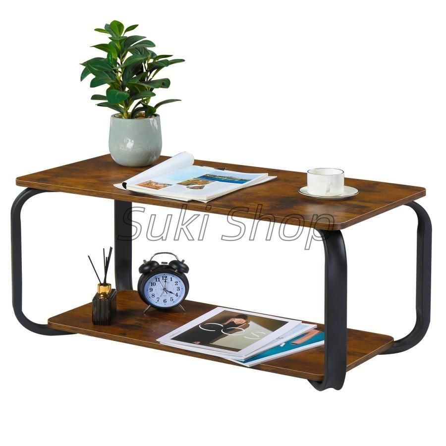 ローテーブル コーヒーテーブル 幅87.5x奥47.5x高さ39.5cm 収納棚