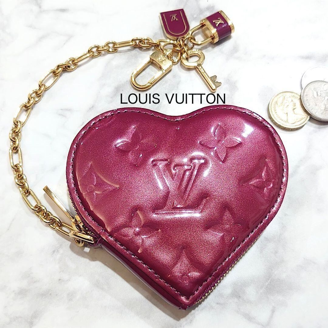 LOUIS VUITTON ルイヴィトン LV コインケース 小銭入れ ポルトモネクール モノグラム ヴェルニ M93563 ヴィオレ パープル  ボルドー ハート型 エナメル - メルカリ