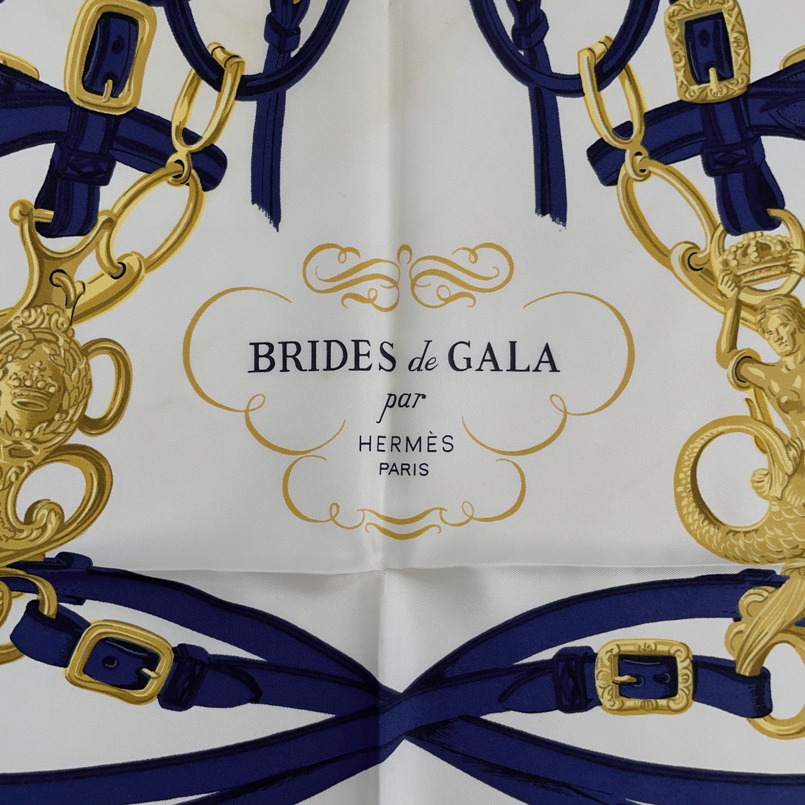 エルメス　カレ90 brides de gara スカーフ　ネイビー HERMES エルメス カレ90 BRIDES de GALA ブリッド ドゥ ガラ