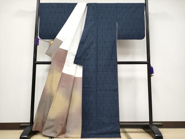 平和屋本店□極上 綿薩摩 東郷織物謹製 手織 160亀甲 實篤 永江明夫(正