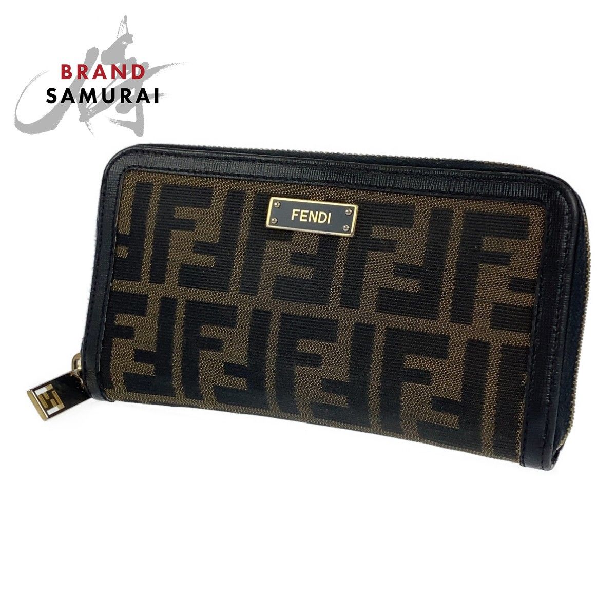 FENDI フェンディ ズッカ柄 ブラウン 茶 ゴールド金具 レザー 