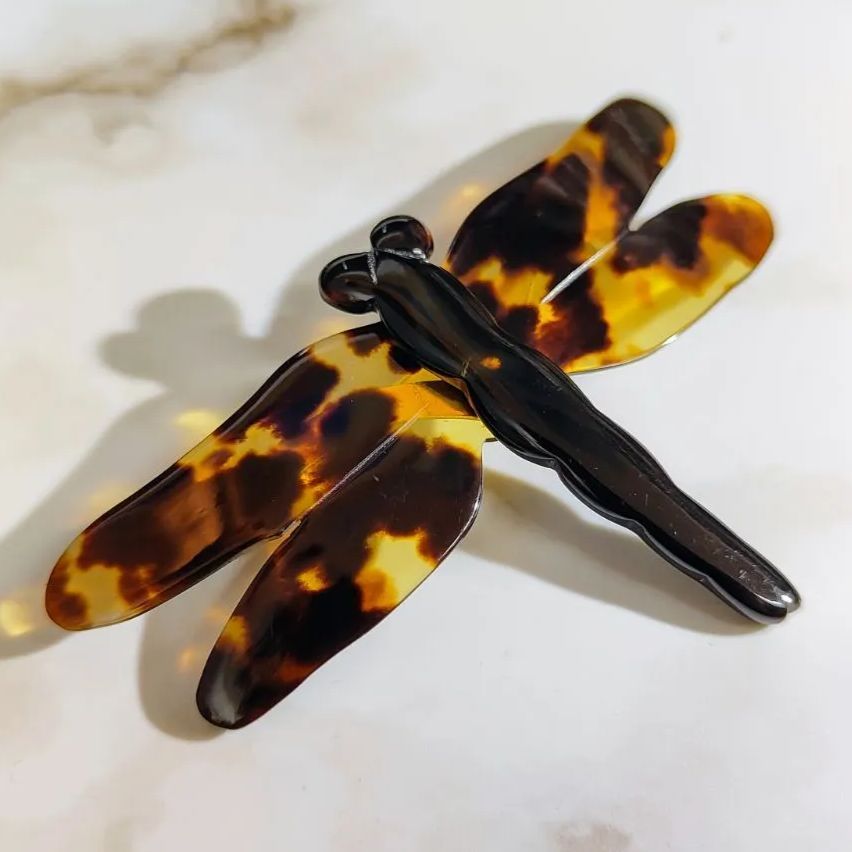 本べっ甲とんぼブローチ 鼈甲細工師 翠豊 トンボブローチ 本べっ甲ピン