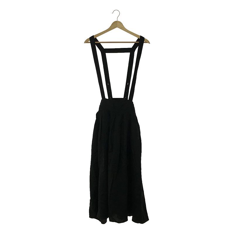 ✨未使用に近い美品＊ネストローブ＊リネンサスペンダー付スカート　ブラック nest robe / ネストローブ | リネン タック サスペンダー スカート