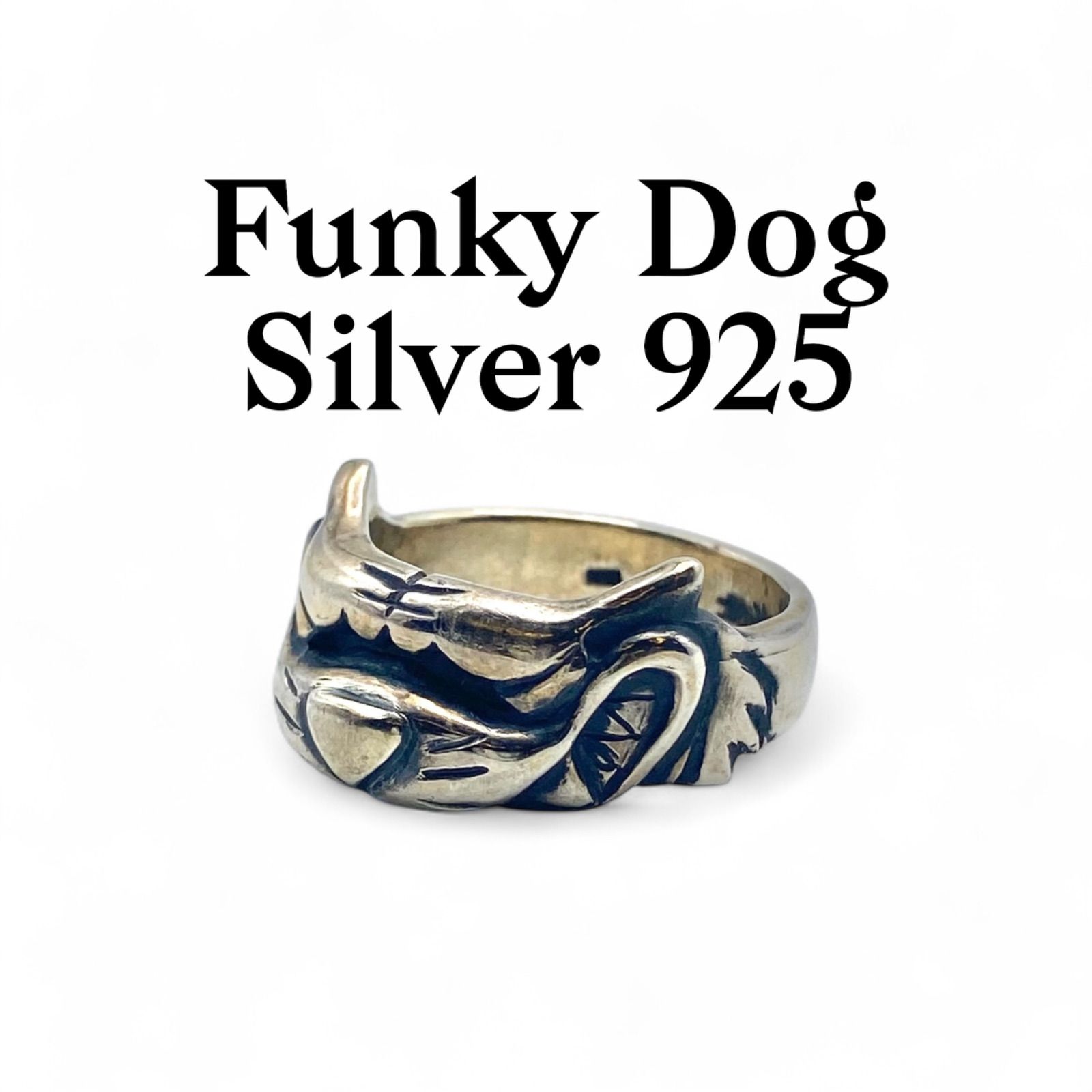 ワイルドドッグ】 USA製 アニマルフェイス Silver 925 刻印 Vintage 