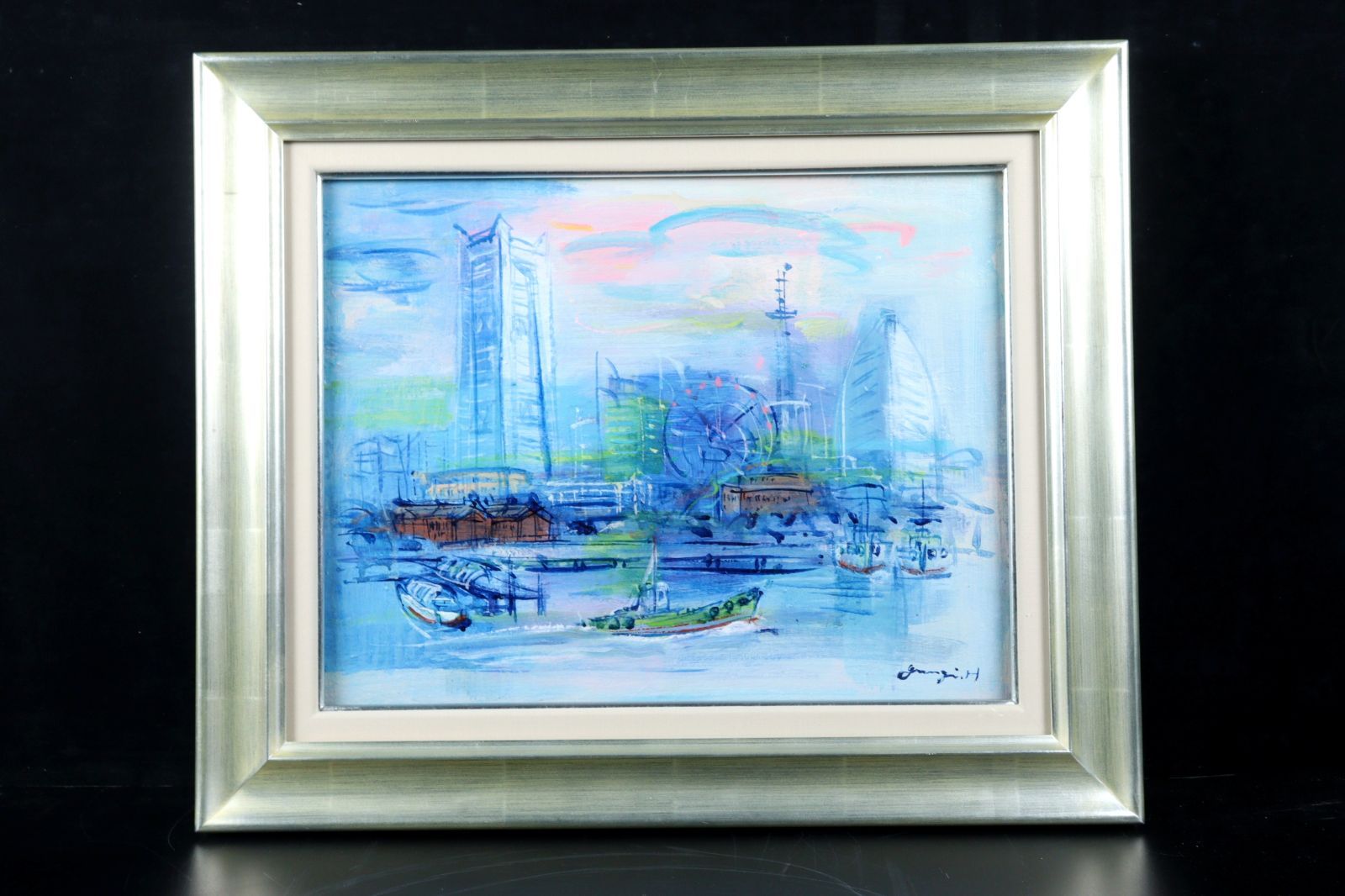 本多郡司 「横浜M.M」 肉筆油彩6号 横浜開港150周年記念 2009年 唐物