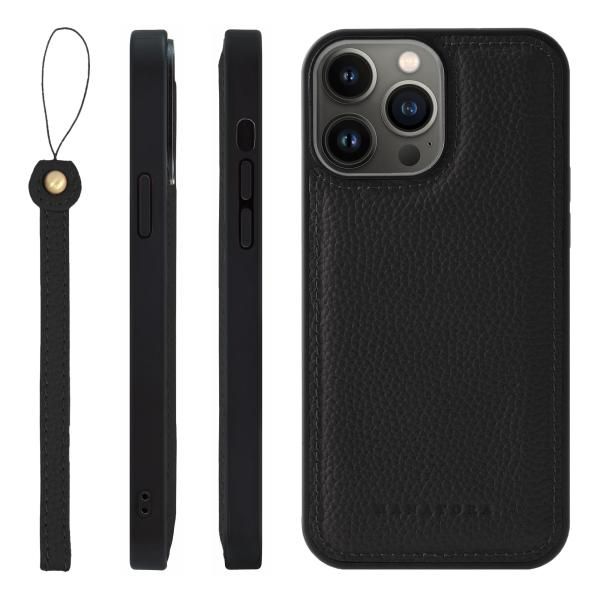 「momoca」 iPhone13ProMax スマホケース  ブラック iPhone13ProMax ケース スマホケース シュリンクレザー ブラック