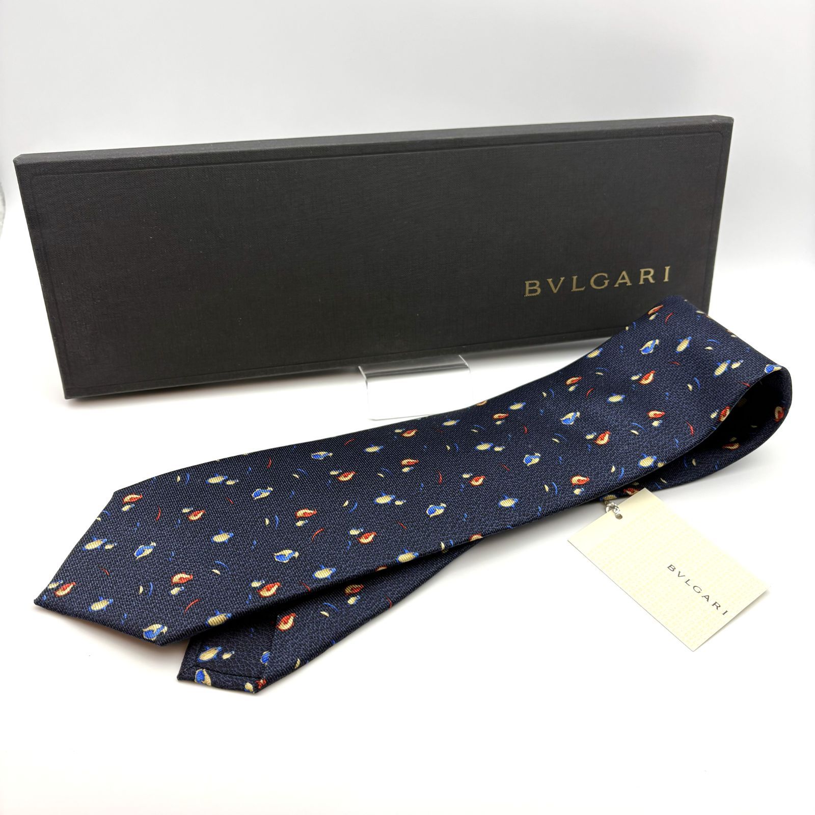 箱・タグ付／未使用 】BVLGARI ブルガリ メンズネクタイ ペンギン柄