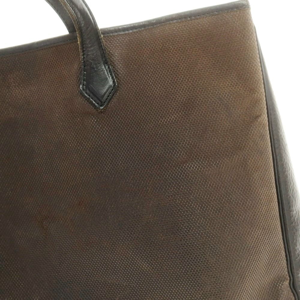 シセイ Cisei キャンバス レザー トートバッグ ダークブラウンxブラック W42xH30.5xD16 メンズ KARIMZIABAT_FR