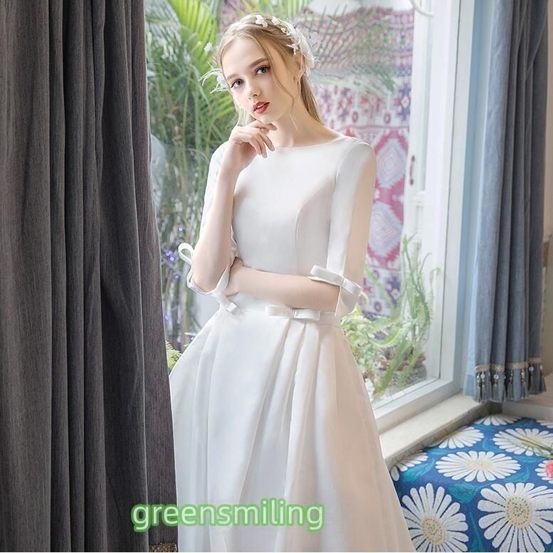 ウエディングドレス aライン 白 袖あり 安い ウェディングドレス 二次会 ブライダル 花嫁 結婚式 パーティードレス ロングドレス イブニンWP数量 価格926