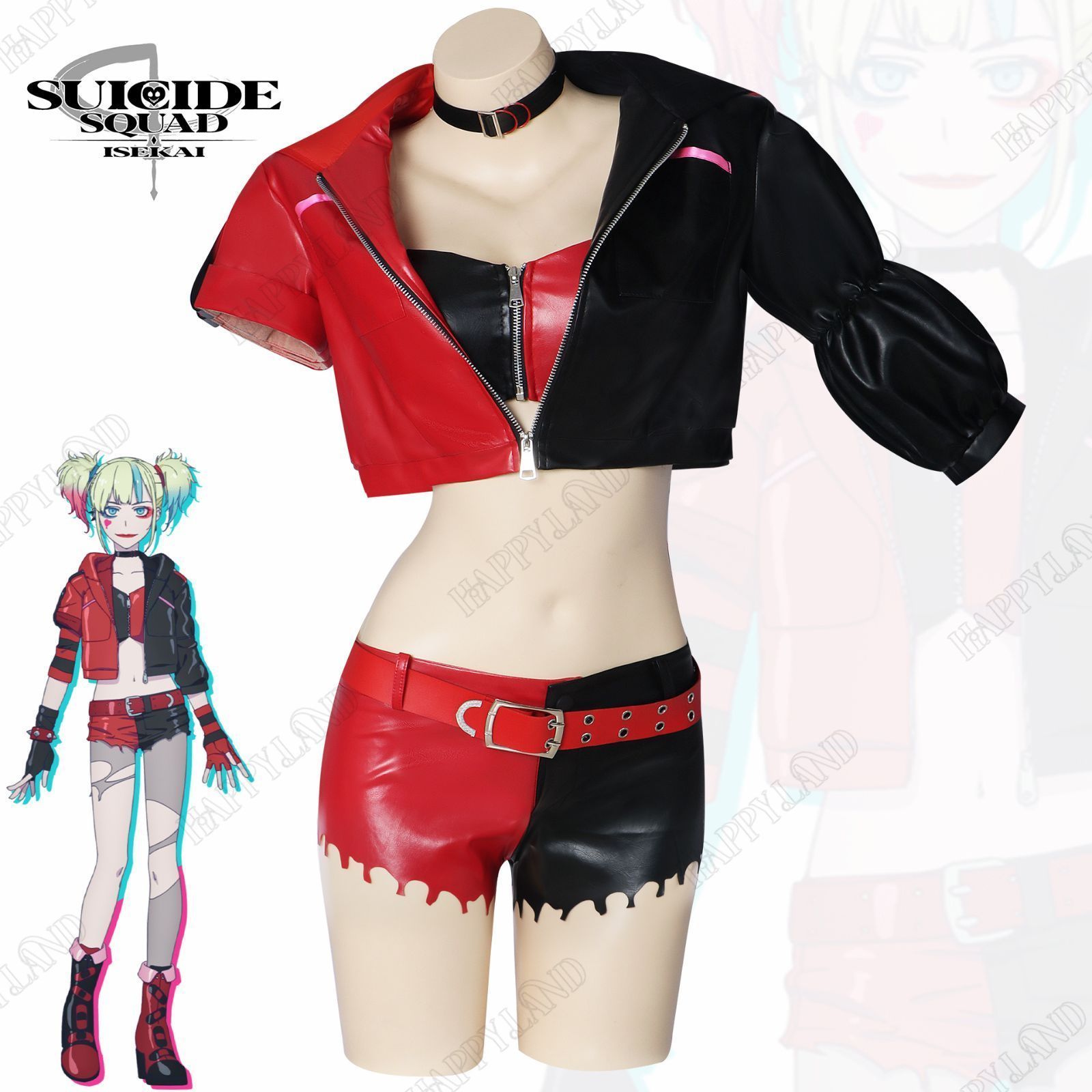 哈莉 奎茵Harley Quinn 哈琳 奎??コスプレ衣装 大人用 制服 cosplay コスチューム 仮装 変装 コスチューム コスプレ服 仮装 演出服 コス アニメグッズ ハロウイン osplay イベント 変装