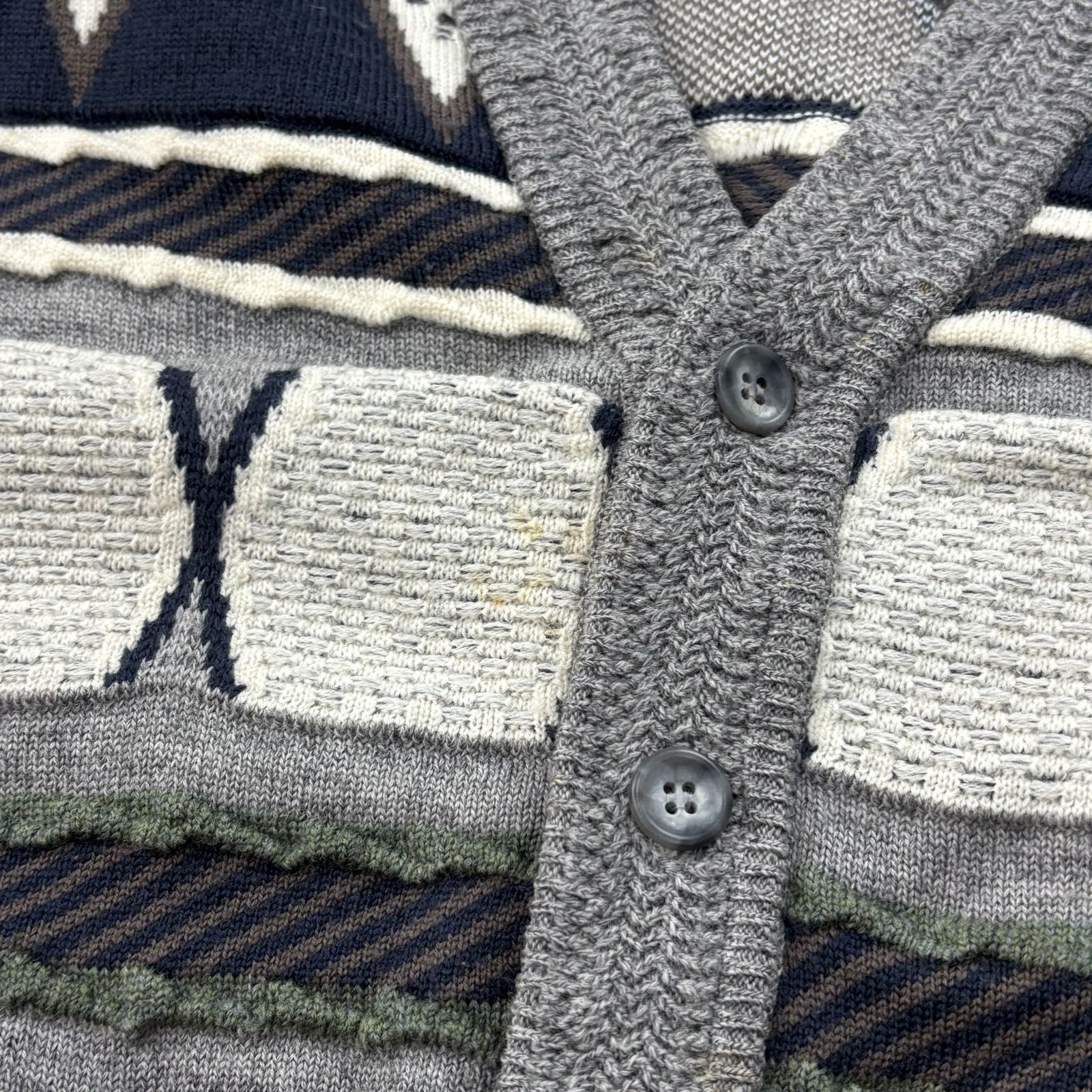 O1 ARAMIS 3D Design Cardigan Vintage クレイジーパターン ニット 