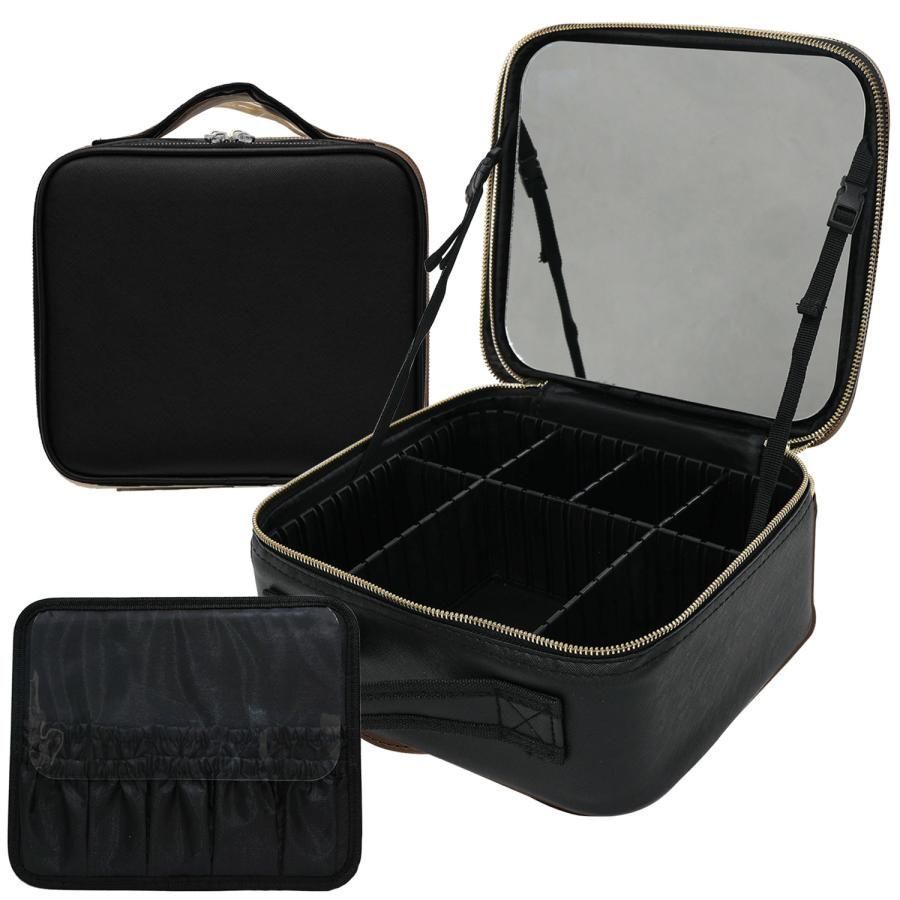 レビュー特典あり コスメボックス メイクボックス 鏡付き ミラー付き 大容量 大きめ 持ち運び ブラシ入れ バッグ型 カバン型 メイクバッグ コスメ収納ボックス