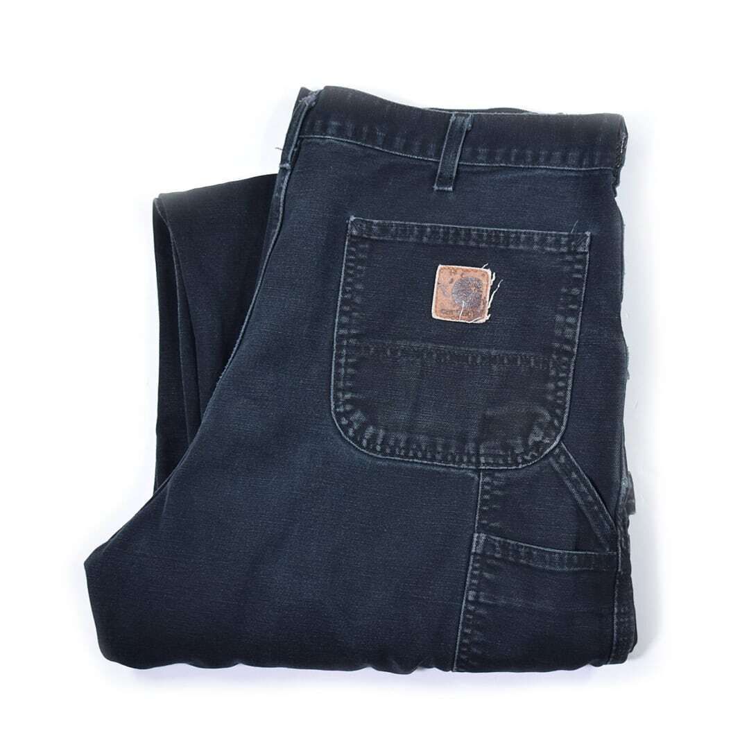 カーハート メキシコ製 ペインターパンツ ダック地 黒 雰囲気系 ペンキ フェードブラック CARHARTT W36 古着 @EZ0799
