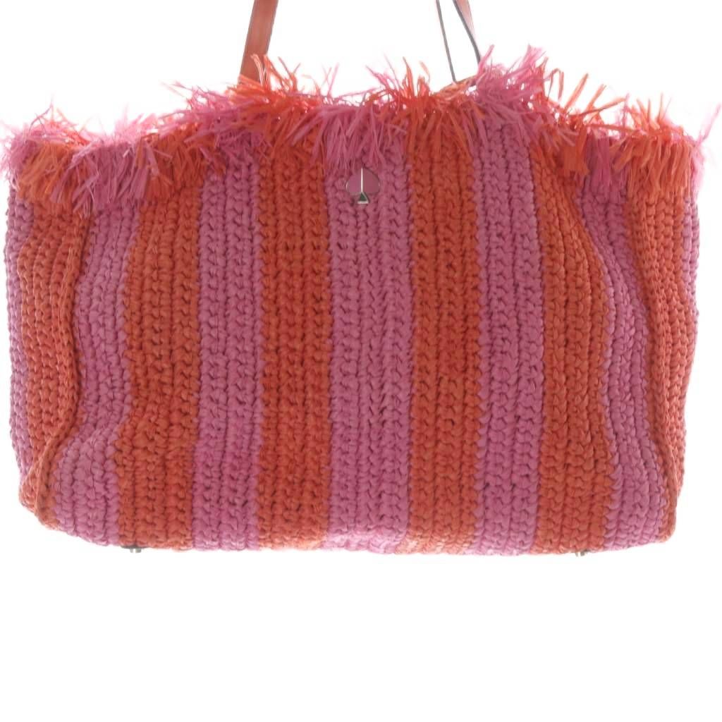  ケイトスペード KATE SPADE ラフィア トートバッグ ハンドバッグ ロゴ ピンク 赤 その他 トップス