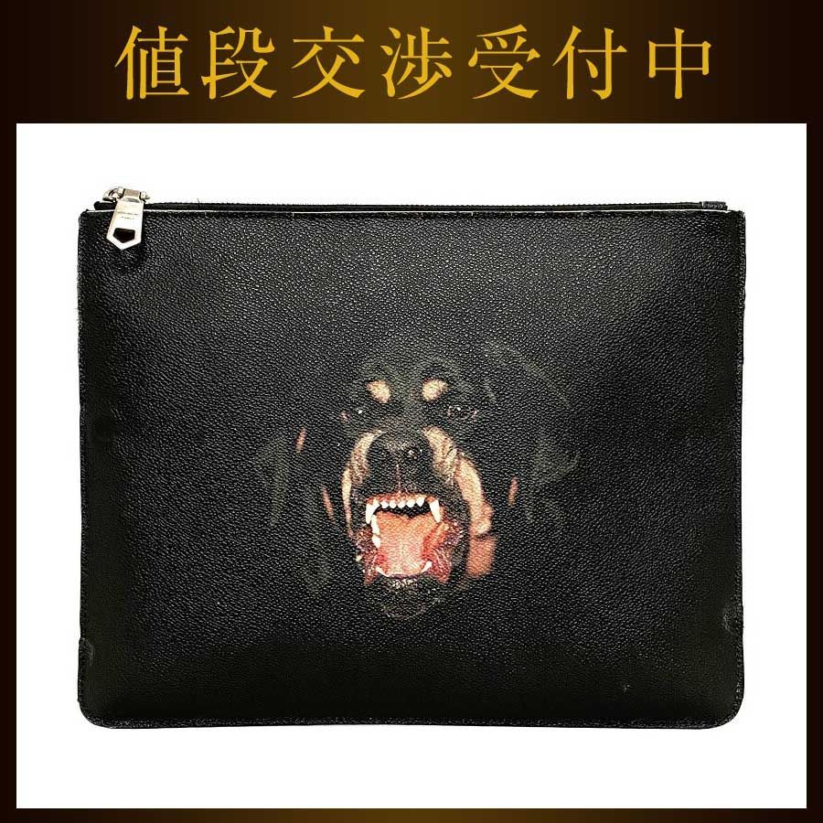 ジバンシー クラッチバッグ ブラック シルバー ロットワイラー 犬 PVC  