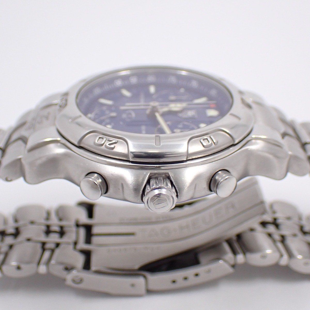  タグホイヤー 6000 クロノグラフ クォーツ メンズ 腕時計 青文字盤 SSベルト CH 1111 腕時計(クォーツ) 腕時計(アナログ)