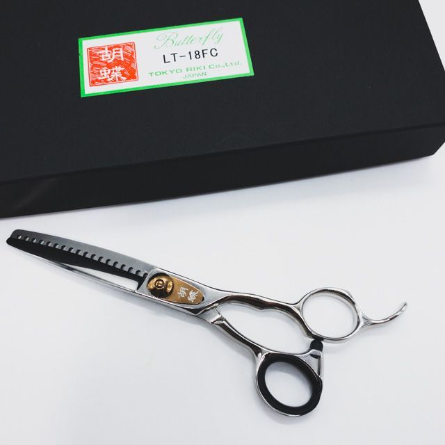胡蝶 LT-18FC（セニングシザー/スキバサミ） 中古セニング】東京理器 胡蝶 LT-18FC（逆刃タイプ・カット率60
