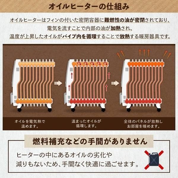 オイルヒーター ヒーター 電気ヒーター デジタル表示 黒艶消し 暖房 