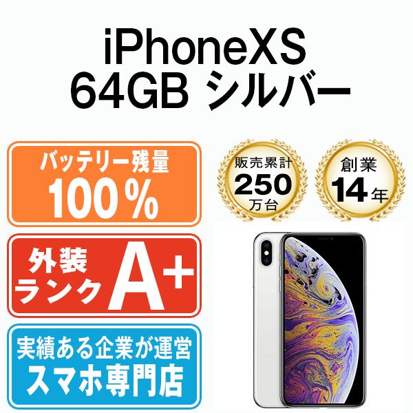 バッテリー100% 【中古】 iPhoneX 64GB シルバー SIMフリー 本体 ほぼ 