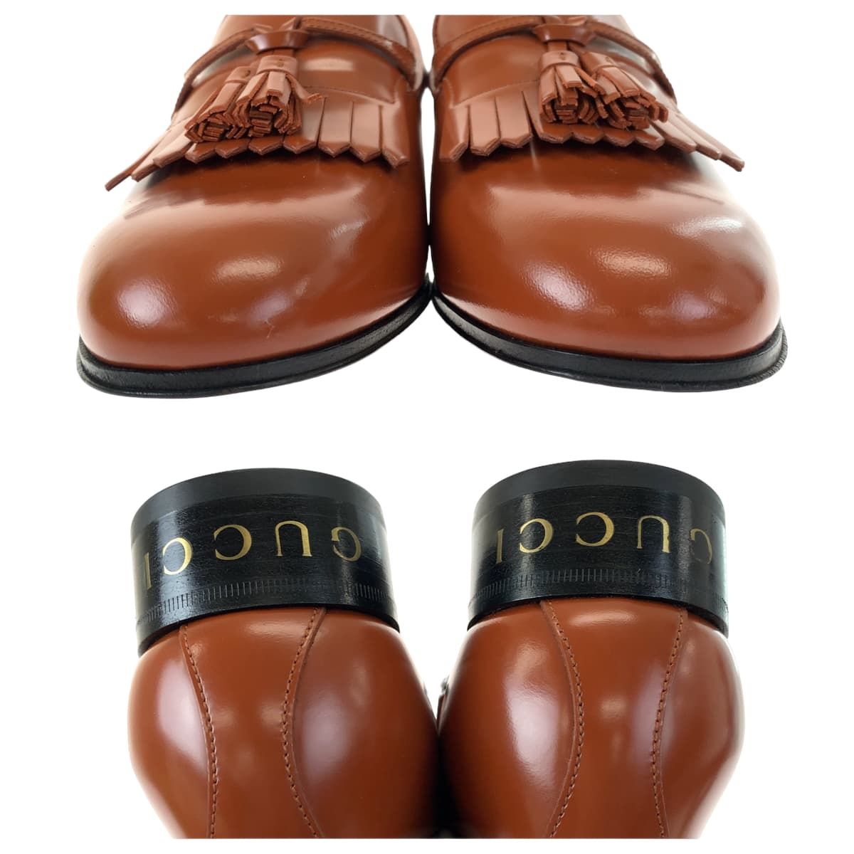 新品未使用 GUCCI グッチ タッセル サイズ6 ブラウン 茶 レザー 714681 