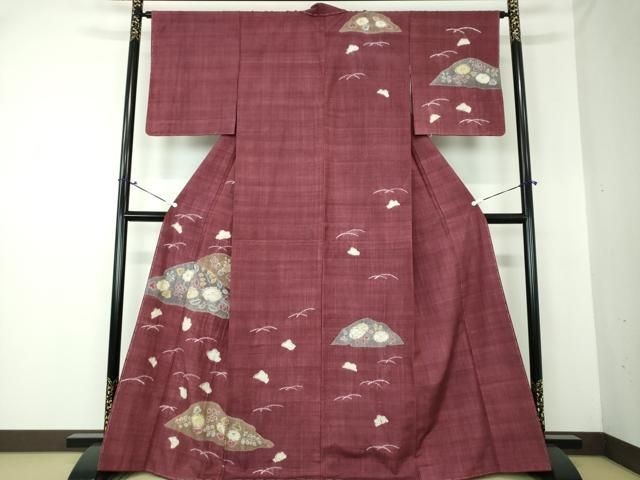 平和屋着物●染織の名門 しょうざん 生紬 訪問着 絞り 辻が花 正絹 ♥ DAAS3028ps