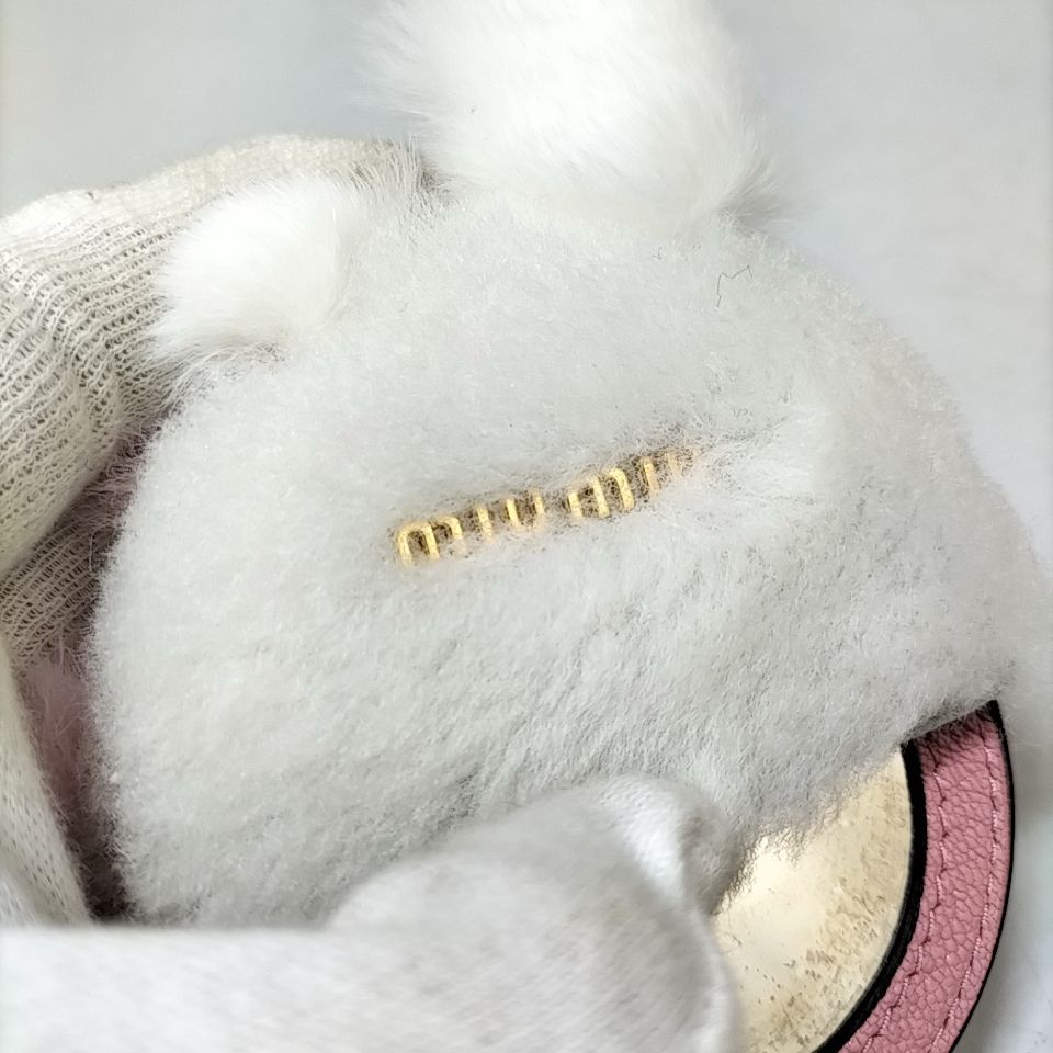 A Φ 【 miumiu 】 ミュウミュウ ゴールド金具 リアルファー ミラー 鏡