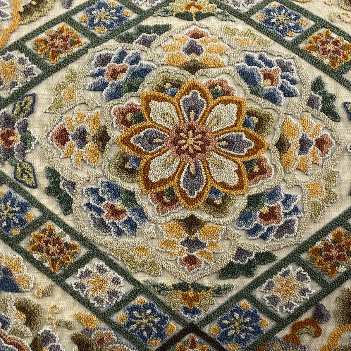 袋帯 名品 華文 菱 相良刺繍 ベージュ お太鼓柄 正絹 USTAUSTRALIA_COM_AU