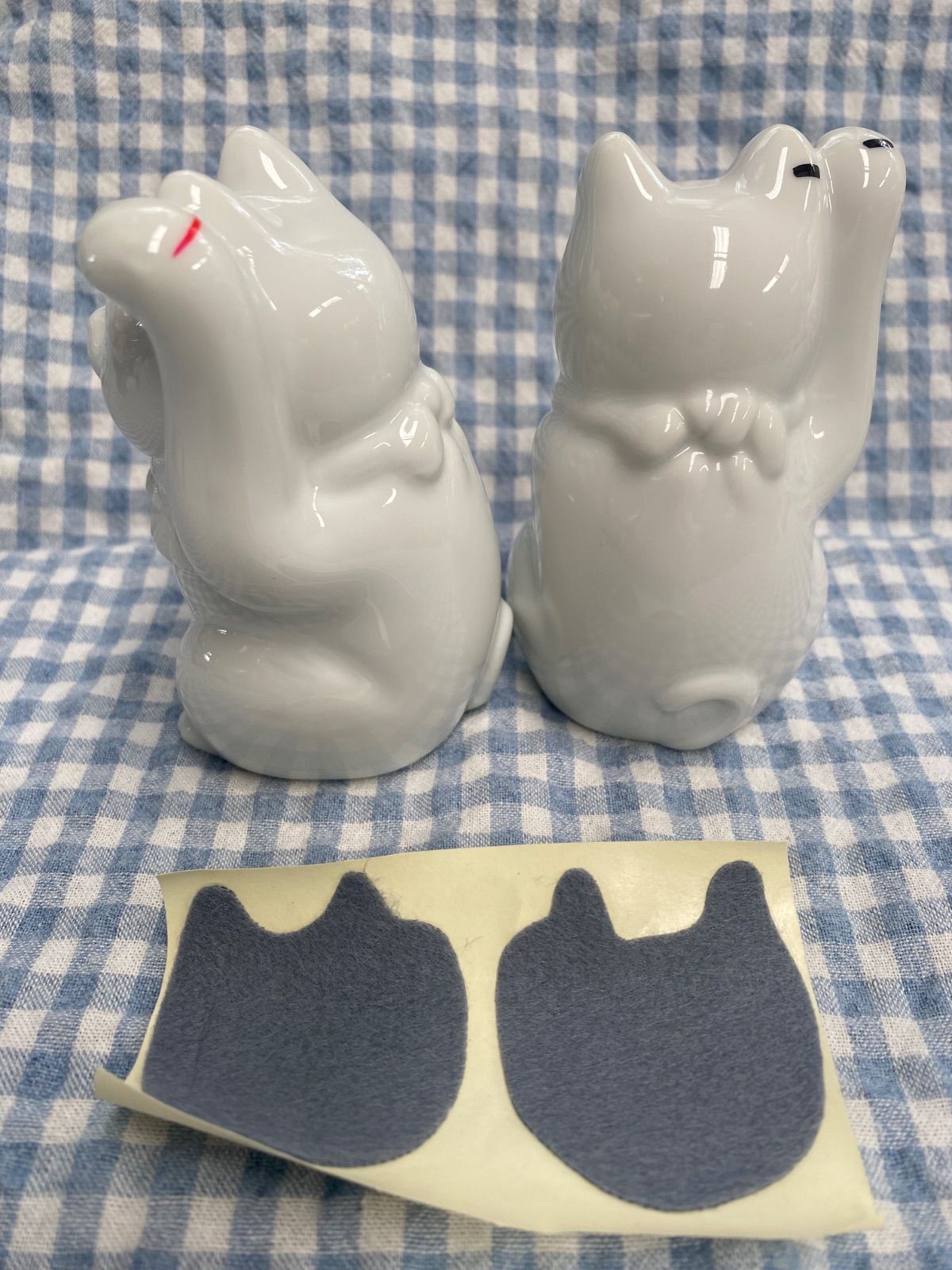 招き猫 白 セット ポーセラーツ （招き猫 縁起物 ペア 結婚祝い