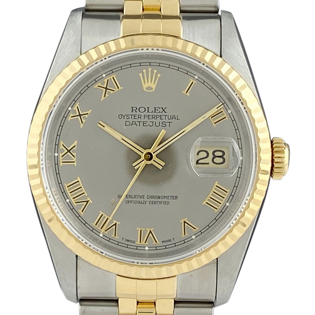 ロレックス ROLEX デイトジャスト ローマン 16233 腕時計 SS YG 自動巻き グレー メンズ 【中古】 - メルカリ