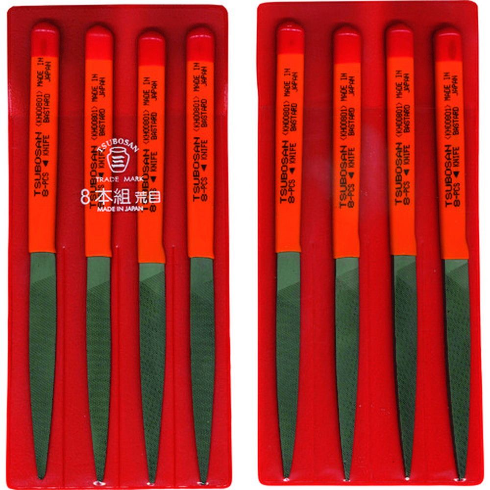 ツボサン 組ヤスリ 8本組 刀刃 荒目 KH008-01